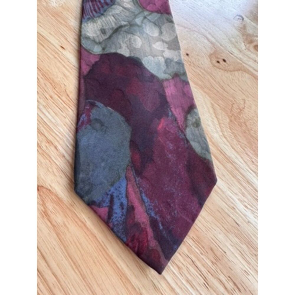 Vintage Bill Blass USA Silk XXL Long Abstract Floral Tie Watercolor Necktie